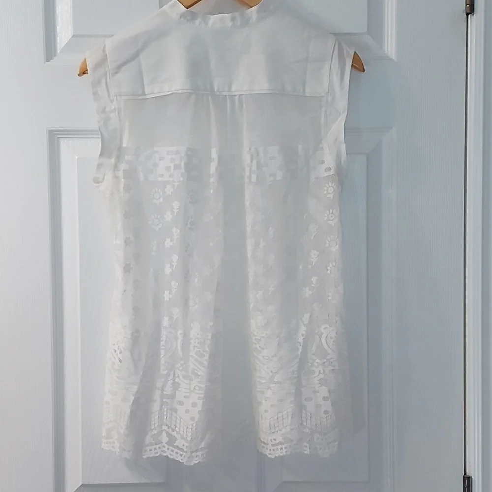 Cabi Prudence Lace Sleveless Top Ivory Size Medium - Picture 3 of 6